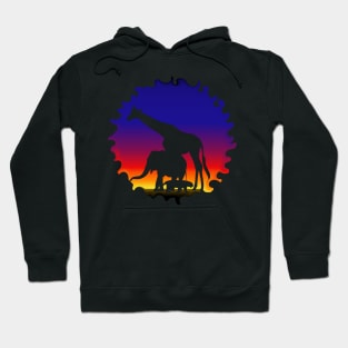 silhouette elephant giraffe tiger africa Hoodie